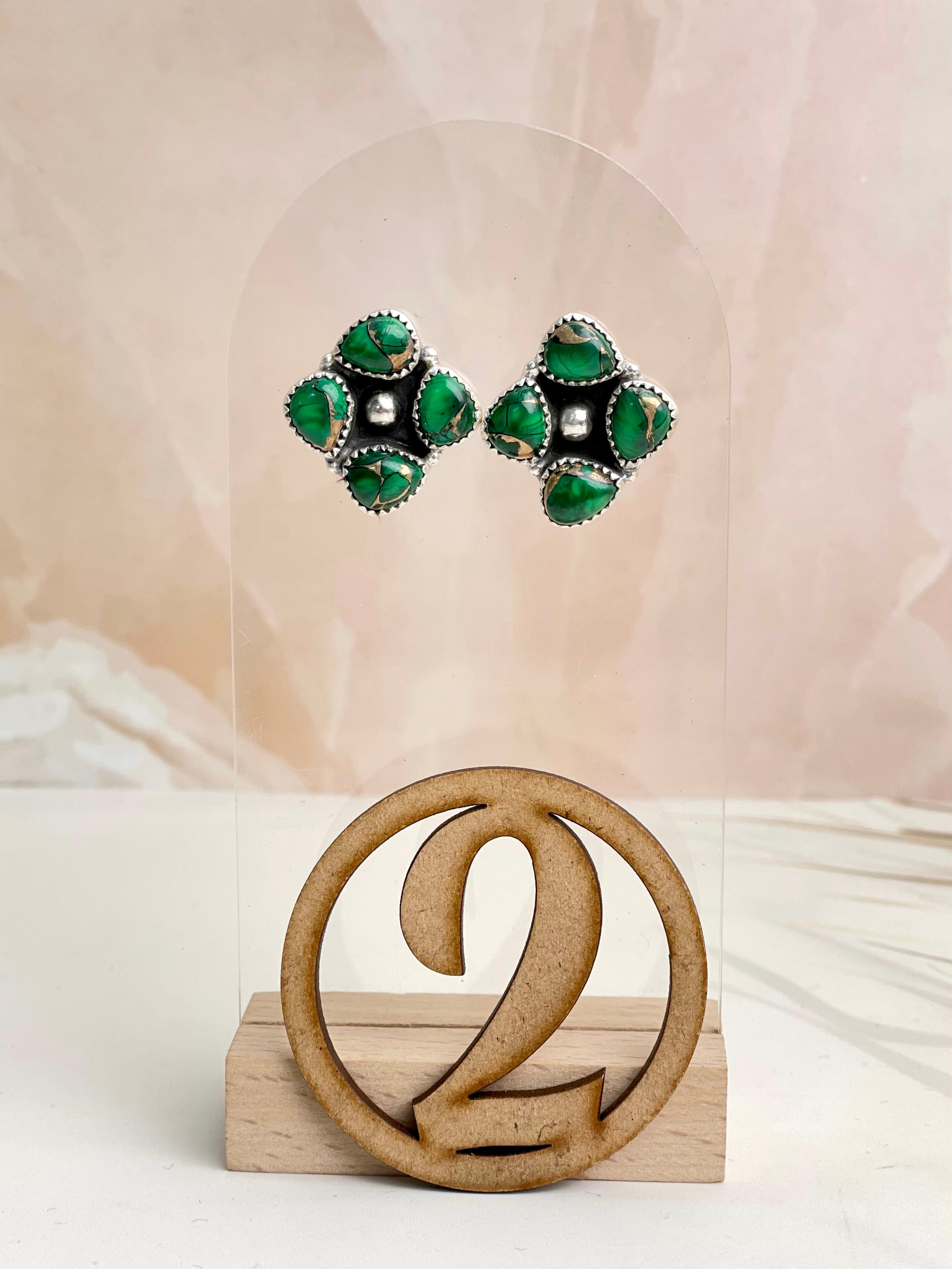 Irish Green Dahlia Studs sno 2-Earrings-Krush Kandy, Women's Online Fashion Boutique Located in Phoenix, Arizona (Scottsdale Area)