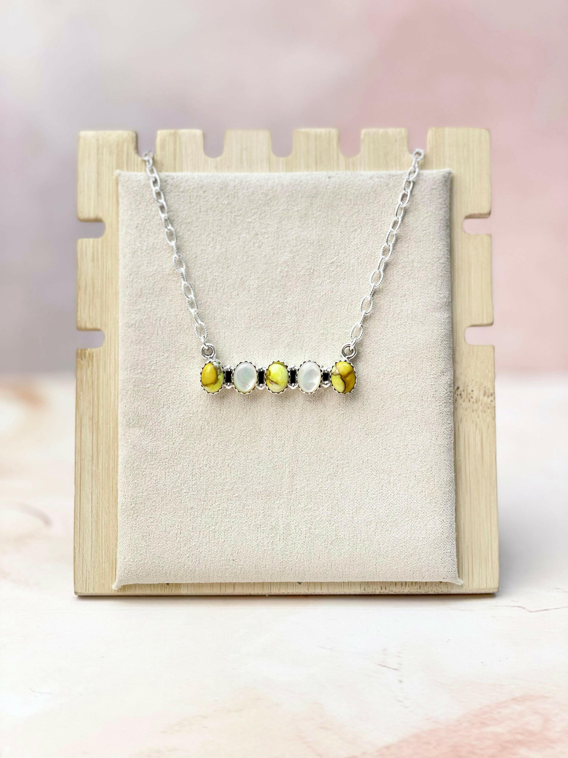 Multi Gem and MOP Bar Necklace-Necklaces-Krush Kandy, Women's Online Fashion Boutique Located in Phoenix, Arizona (Scottsdale Area)