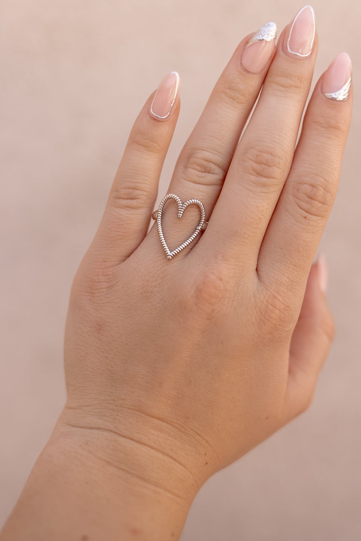 Sterling Silver Open Heart Ring - Handmade Jewelry – Krush Kandy display picture 1