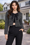Contrast Bow Tweed Jacket