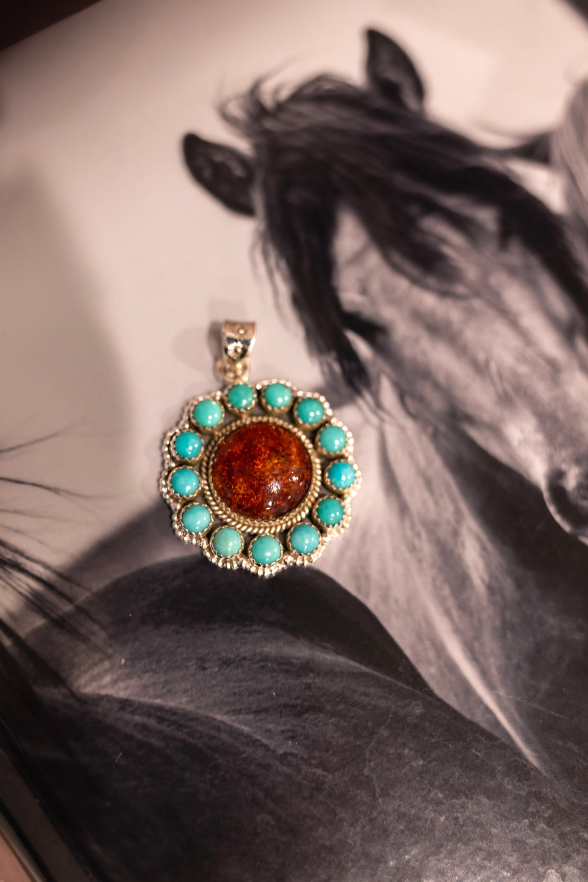 Elite Baddie Desert Ember Turquoise Halo Pendantb.jpeg