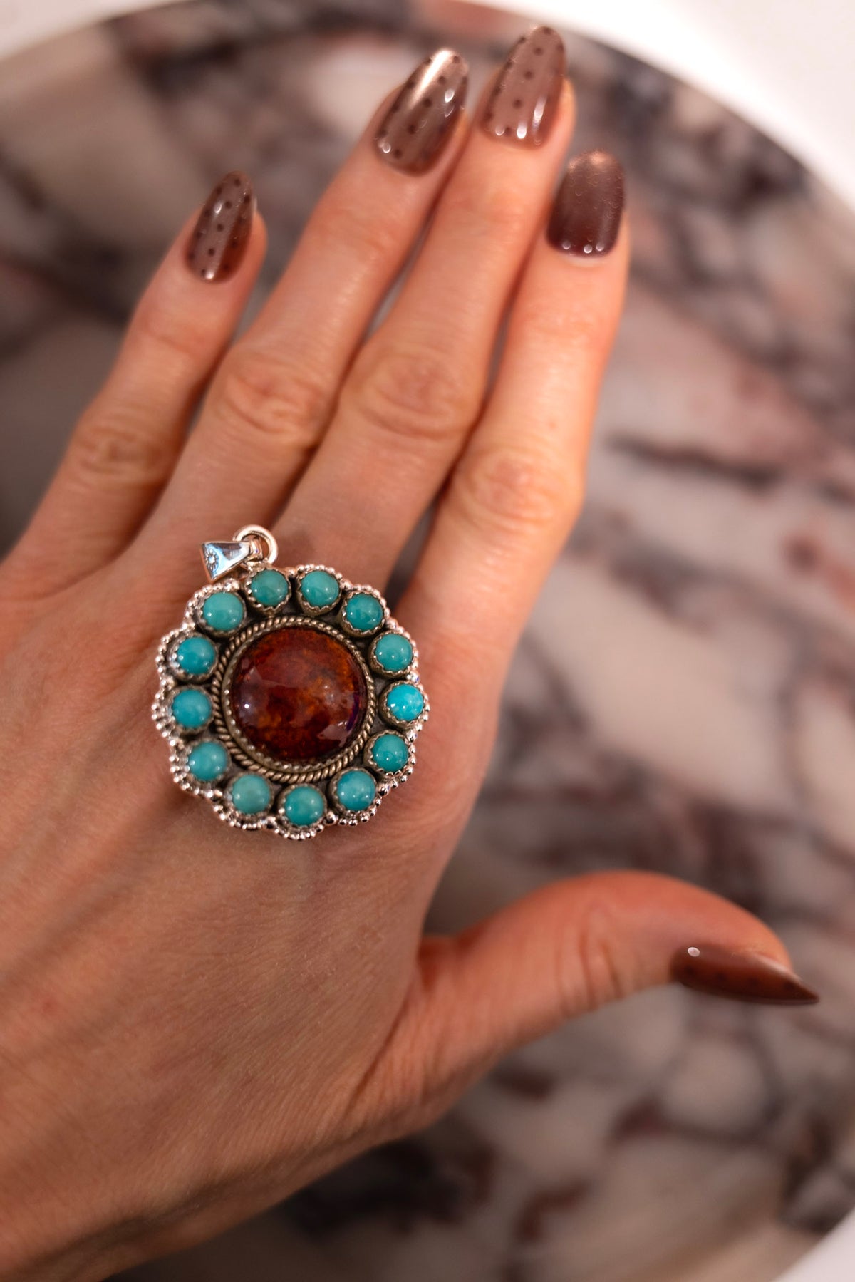 Elite Baddie Desert Ember Turquoise Halo Pendantff.jpeg