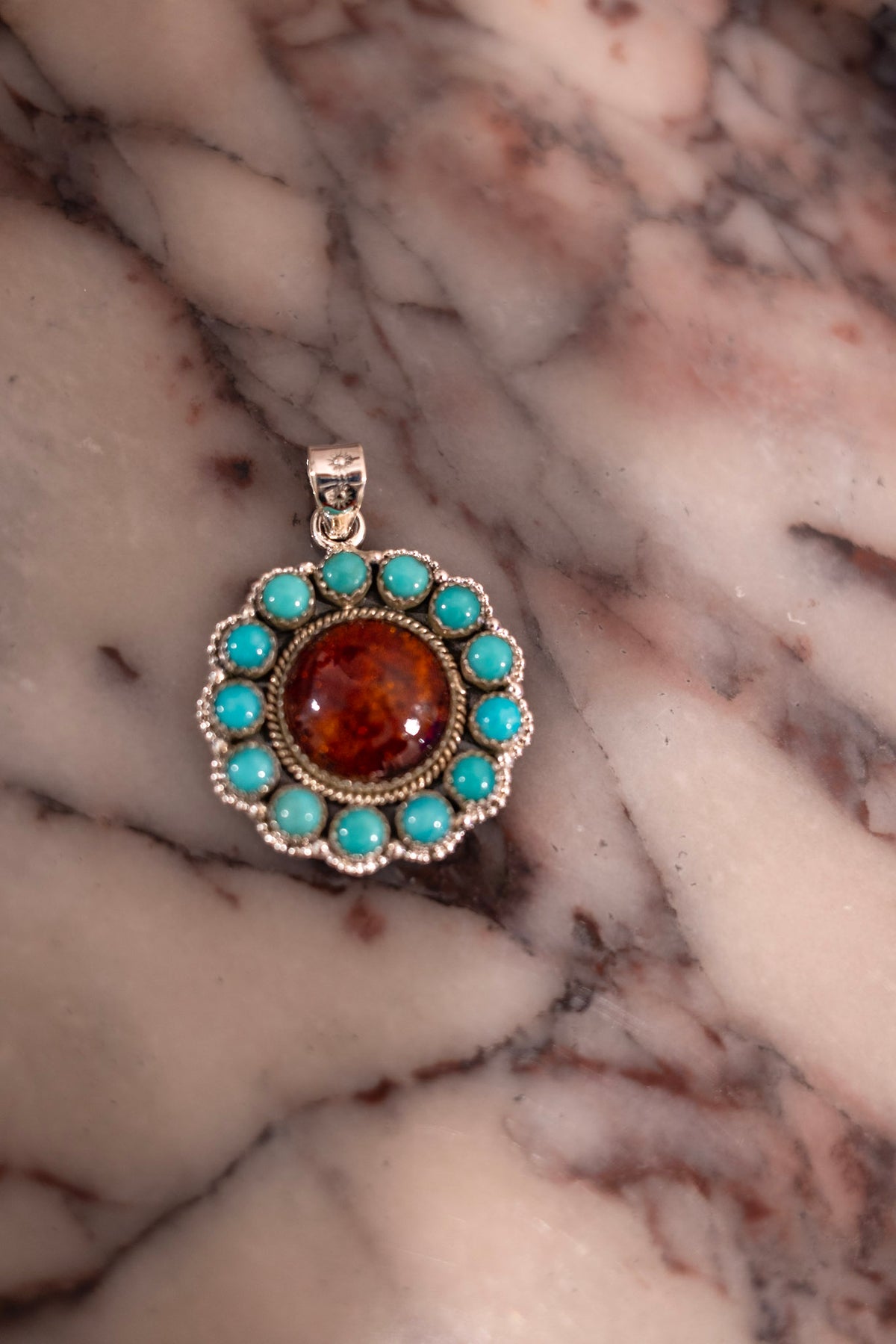 Elite Baddie Desert Ember Turquoise Halo Pendantm.jpeg