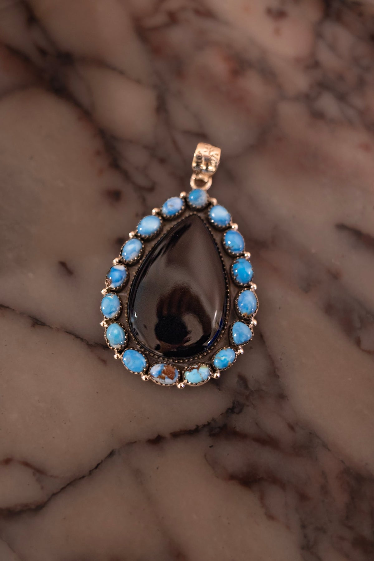 Elite Baddie Midnight Onyx & Turquoise Teardrop Statement Pendant.jpeg