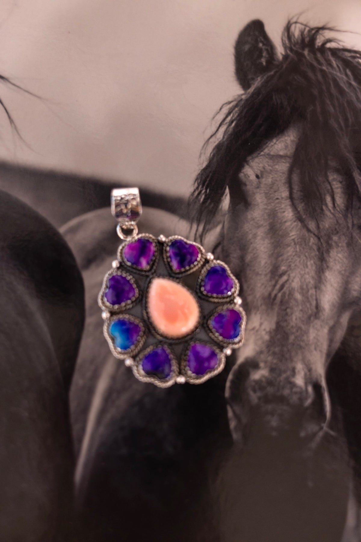 Elite Baddie Purple Royale Pink Teardrop Flower Pendant.jpeg