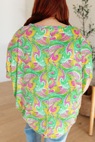 Essential Blouse in Painted Green and Pink-Long Sleeve Tops-Krush Kandy, Women's Online Fashion Boutique Located in Phoenix, Arizona (Scottsdale Area)