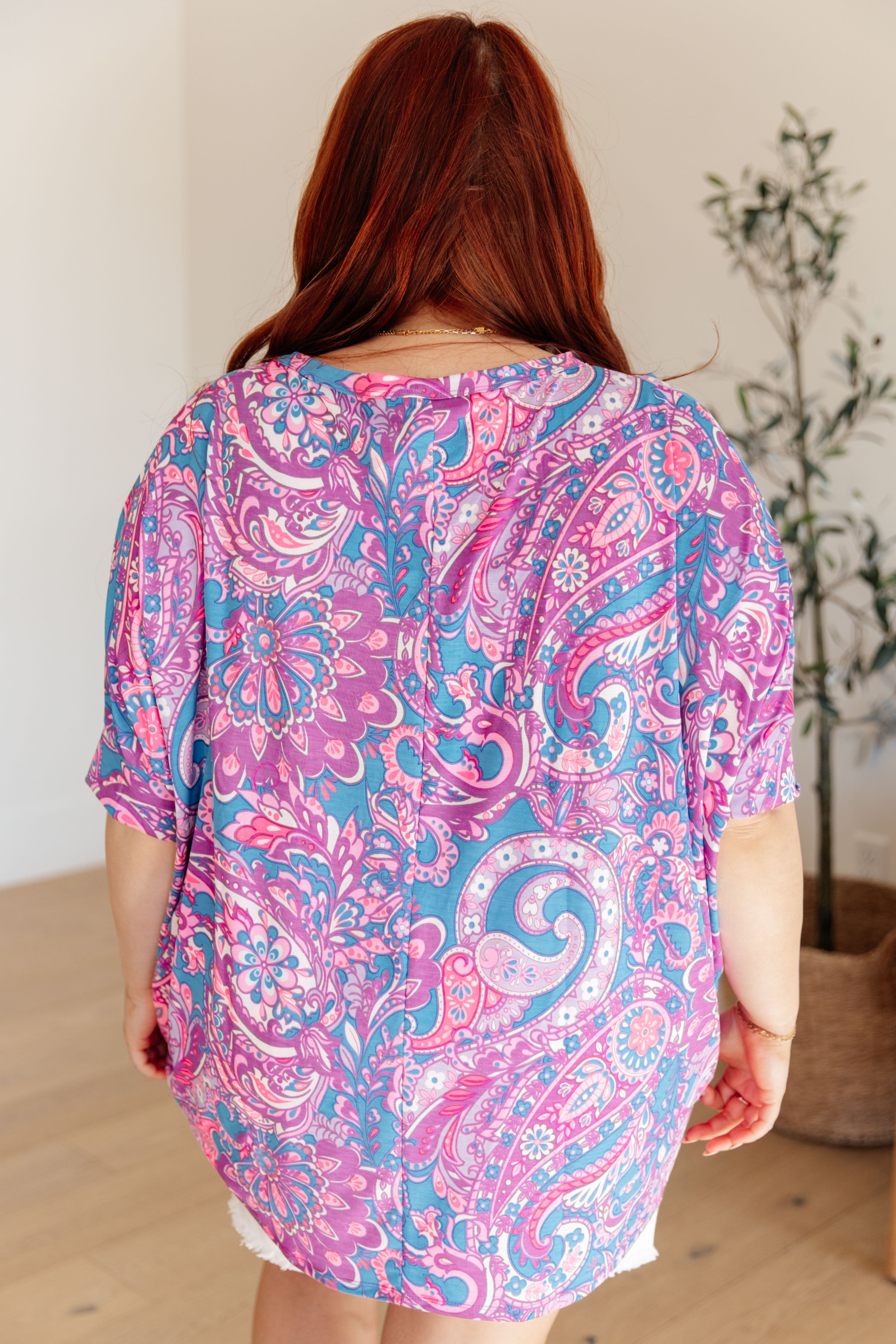 Essential Blouse in Purple Paisley-Long Sleeve Tops-Krush Kandy, Women's Online Fashion Boutique Located in Phoenix, Arizona (Scottsdale Area)