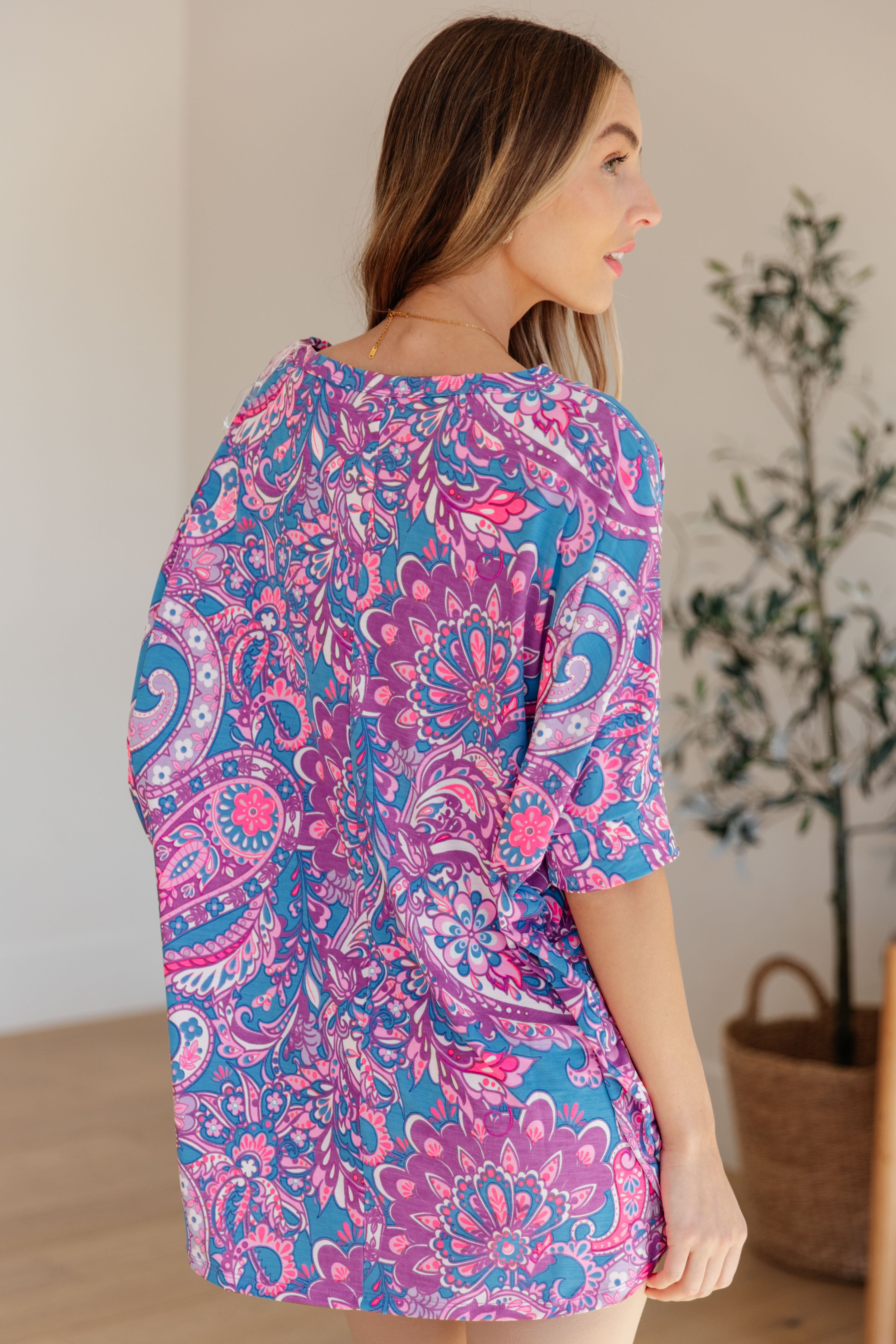 Essential Blouse in Purple Paisley-Long Sleeve Tops-Krush Kandy, Women's Online Fashion Boutique Located in Phoenix, Arizona (Scottsdale Area)