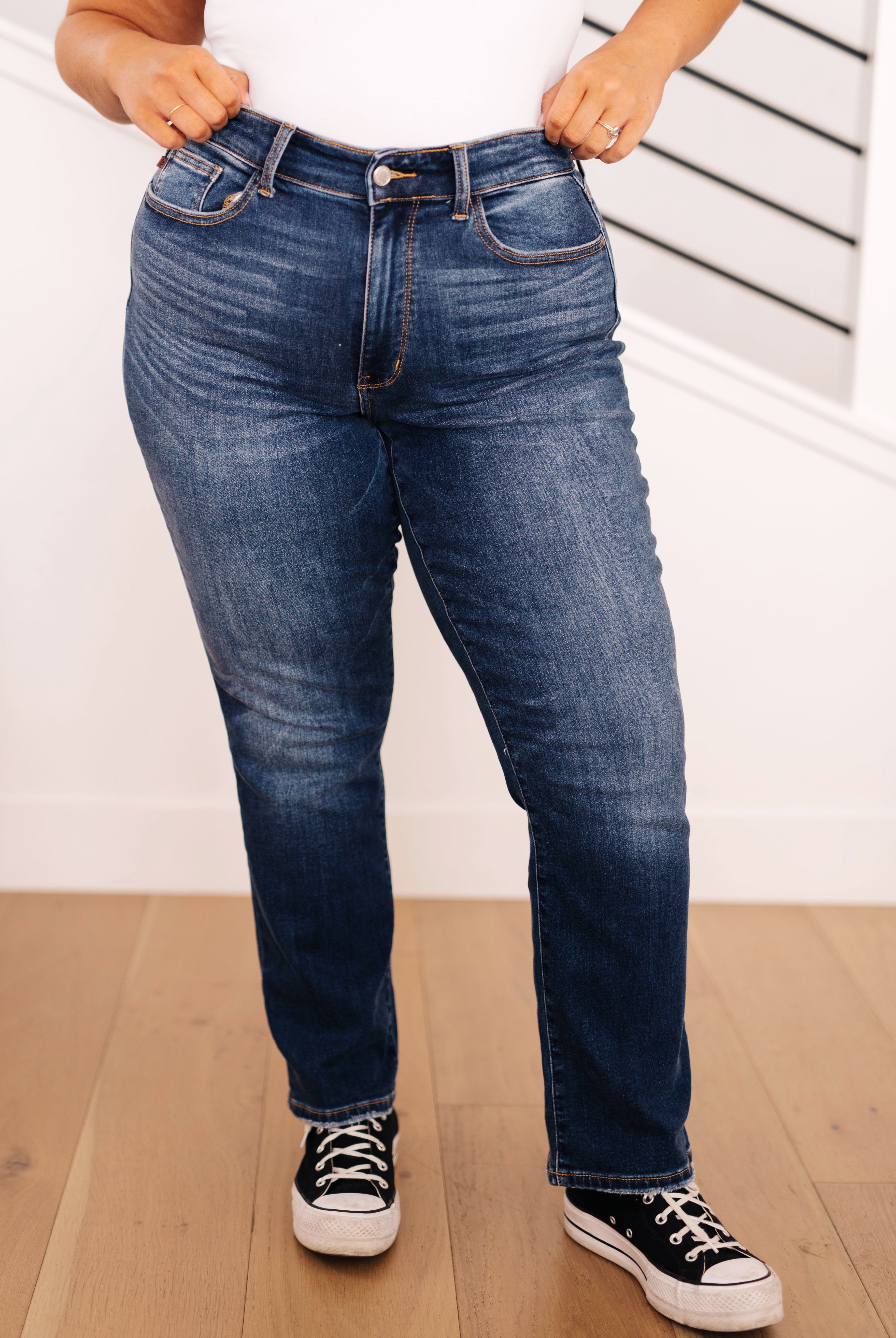 JUDY BLUE Estelle High Waist Thermal Straight Jeans-Jeans-Krush Kandy, Women's Online Fashion Boutique Located in Phoenix, Arizona (Scottsdale Area)