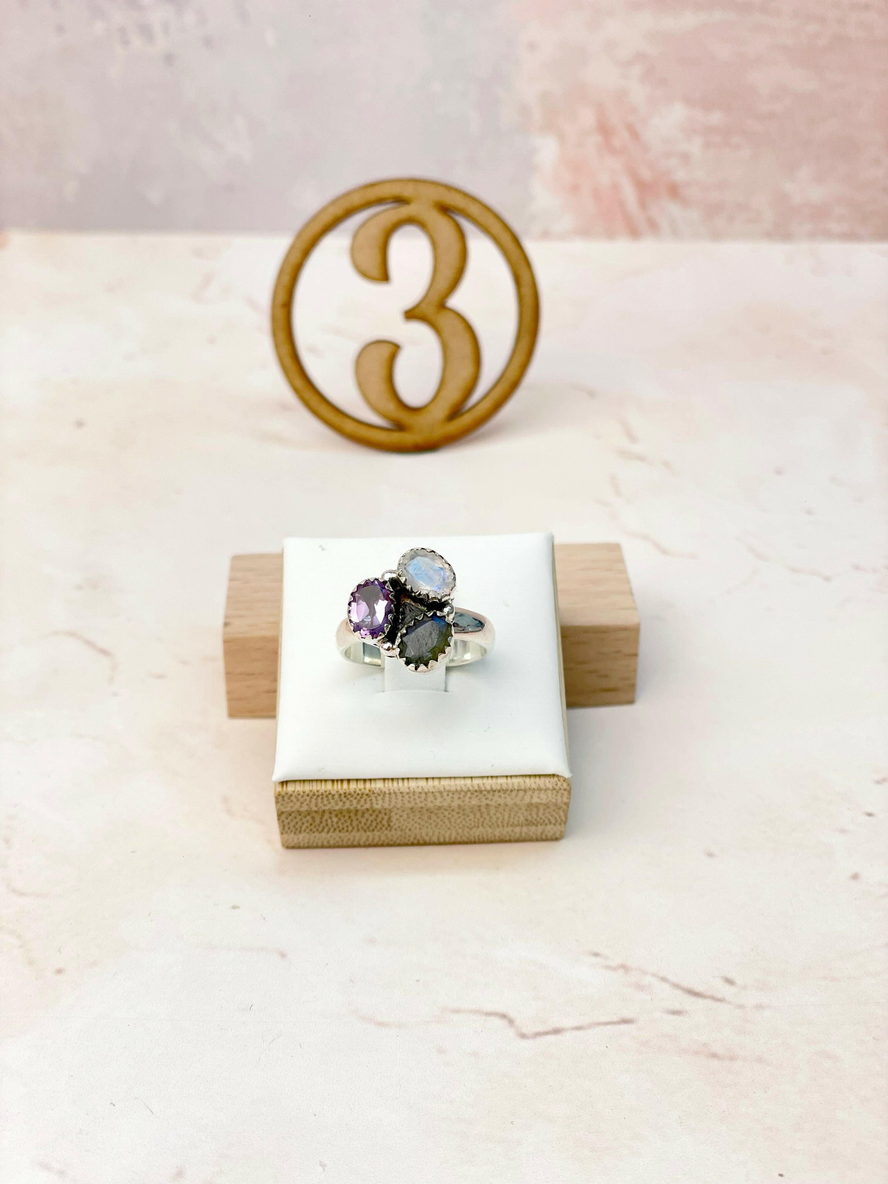 Dainty Labradorite and Moostone Rings-Rings-Krush Kandy, Women's Online Fashion Boutique Located in Phoenix, Arizona (Scottsdale Area)