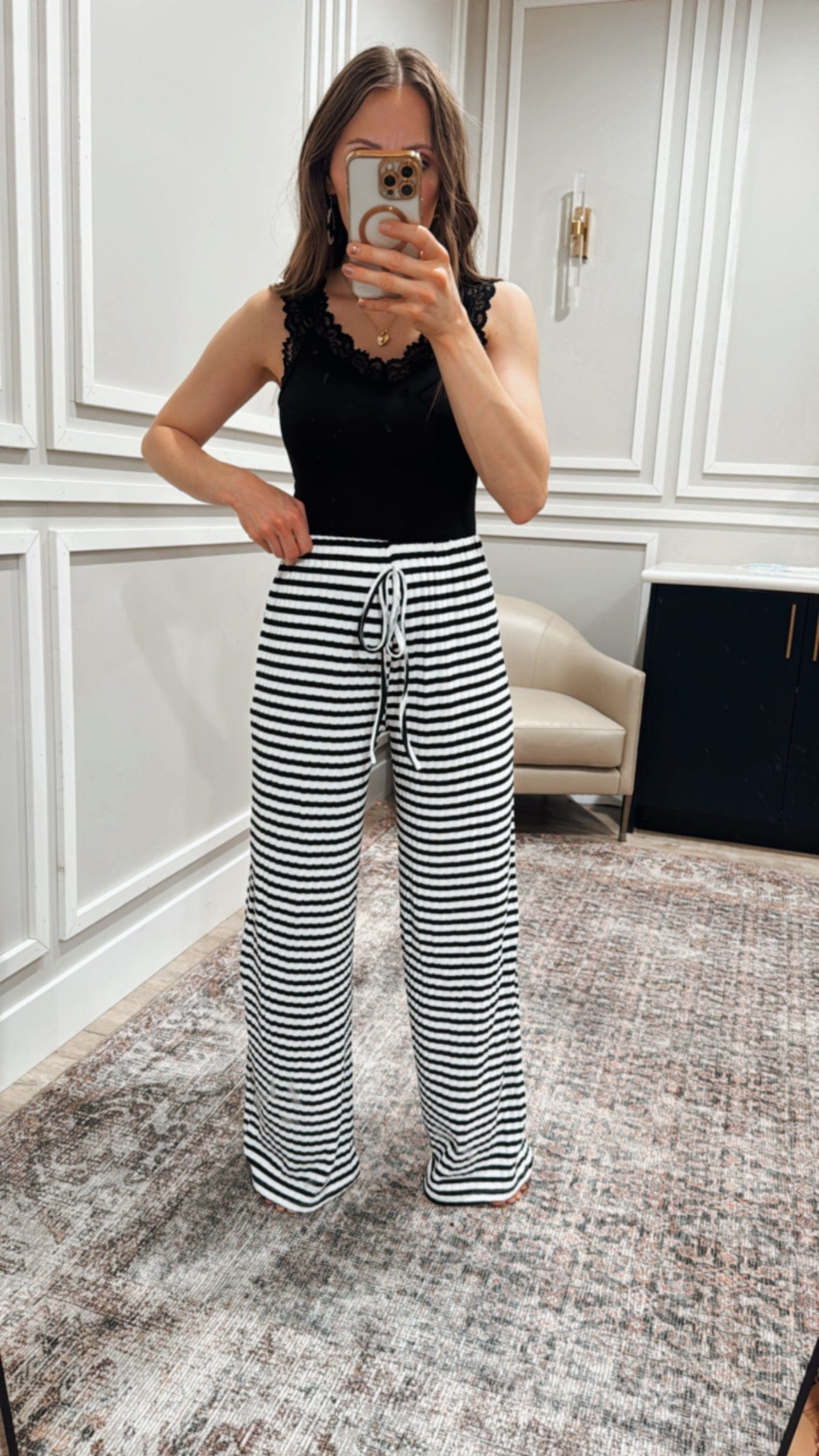 Wide Leg Stripe Tie Pants-Pants-Krush Kandy, Women's Online Fashion Boutique Located in Phoenix, Arizona (Scottsdale Area)