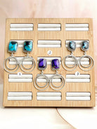 Multi Stone Double Hoop Earrings sno 12-Earrings-Krush Kandy, Women's Online Fashion Boutique Located in Phoenix, Arizona (Scottsdale Area)