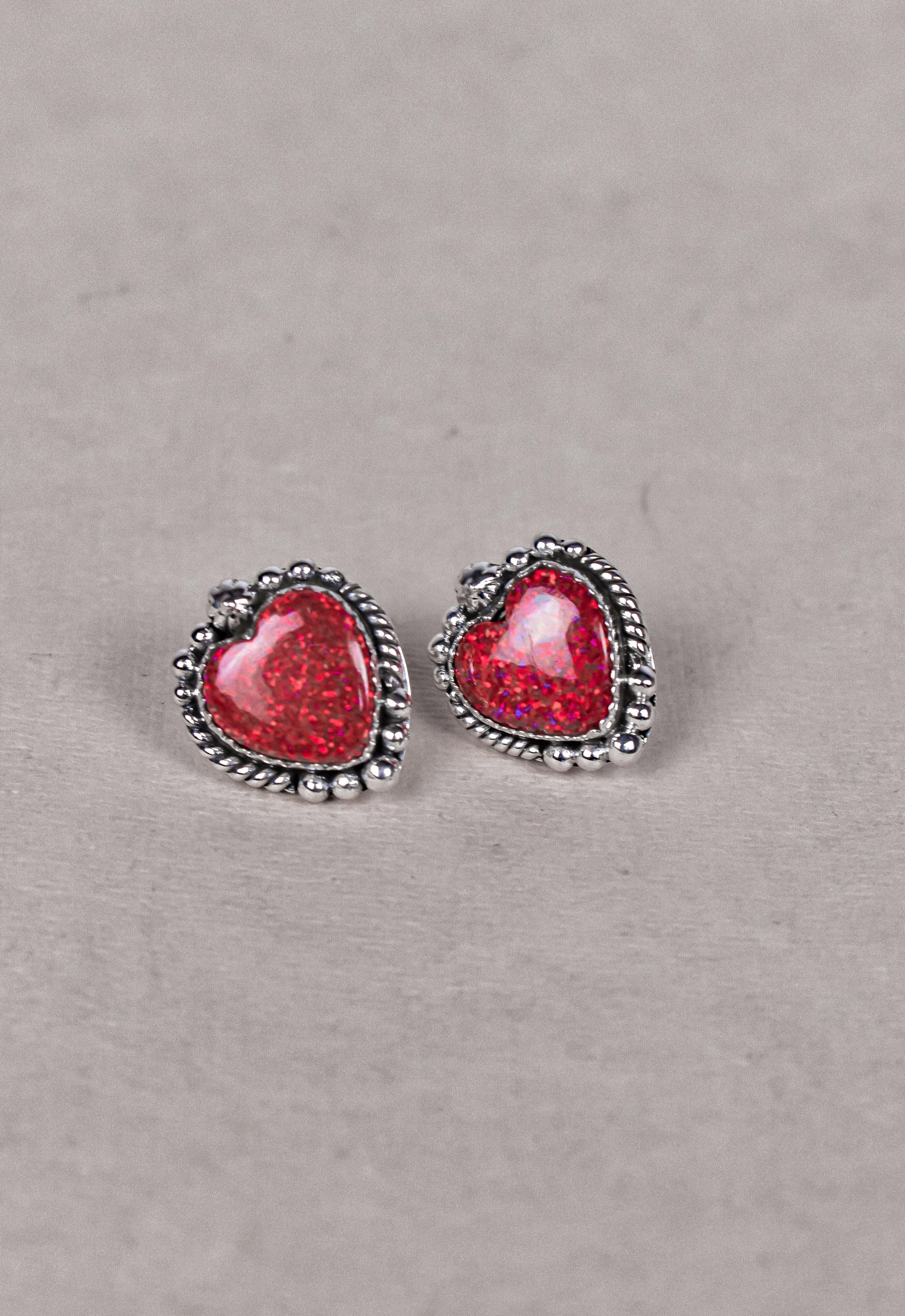 Heart Stone Earrings-Stud Earrings-Krush Kandy, Women's Online Fashion Boutique Located in Phoenix, Arizona (Scottsdale Area)