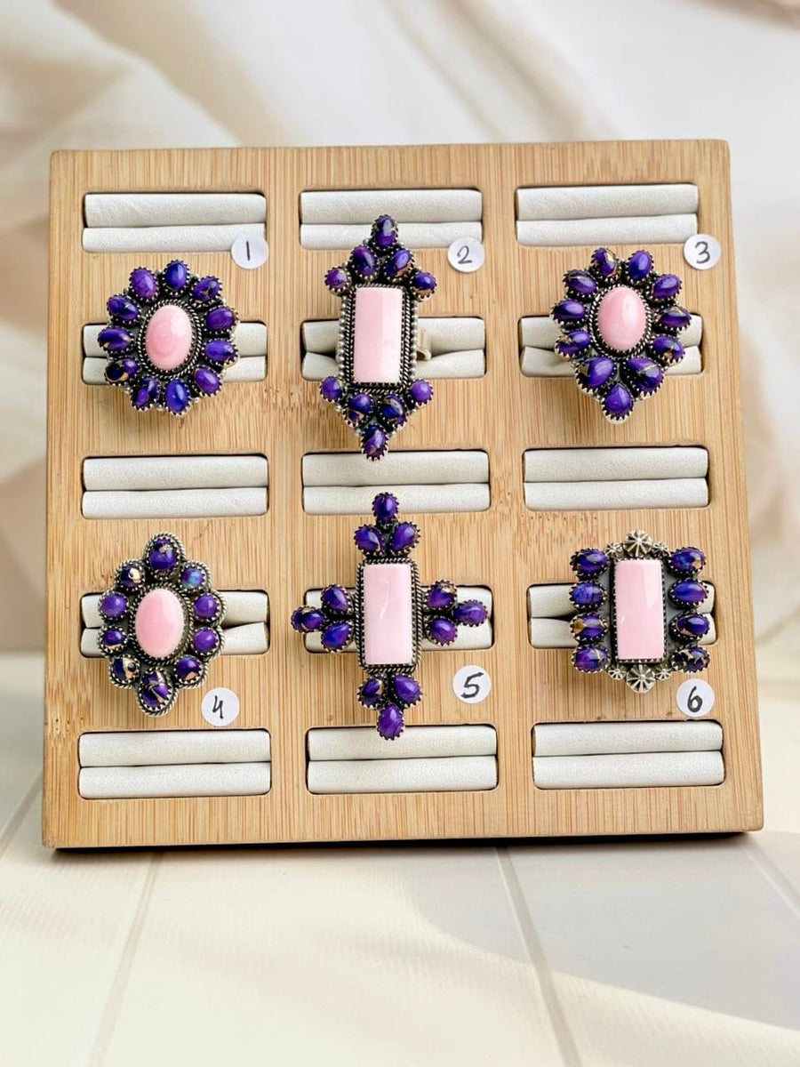 Pink Conch & Berry Dahlia Cluster Rings – Krush Kandy