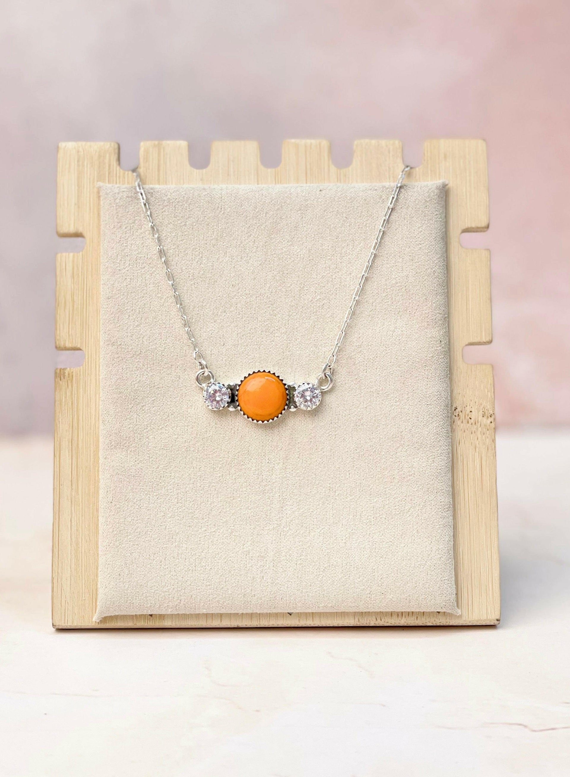 Tangerine Rosarita CZ Dainty Chain Necklace-Necklaces-Krush Kandy, Women's Online Fashion Boutique Located in Phoenix, Arizona (Scottsdale Area)