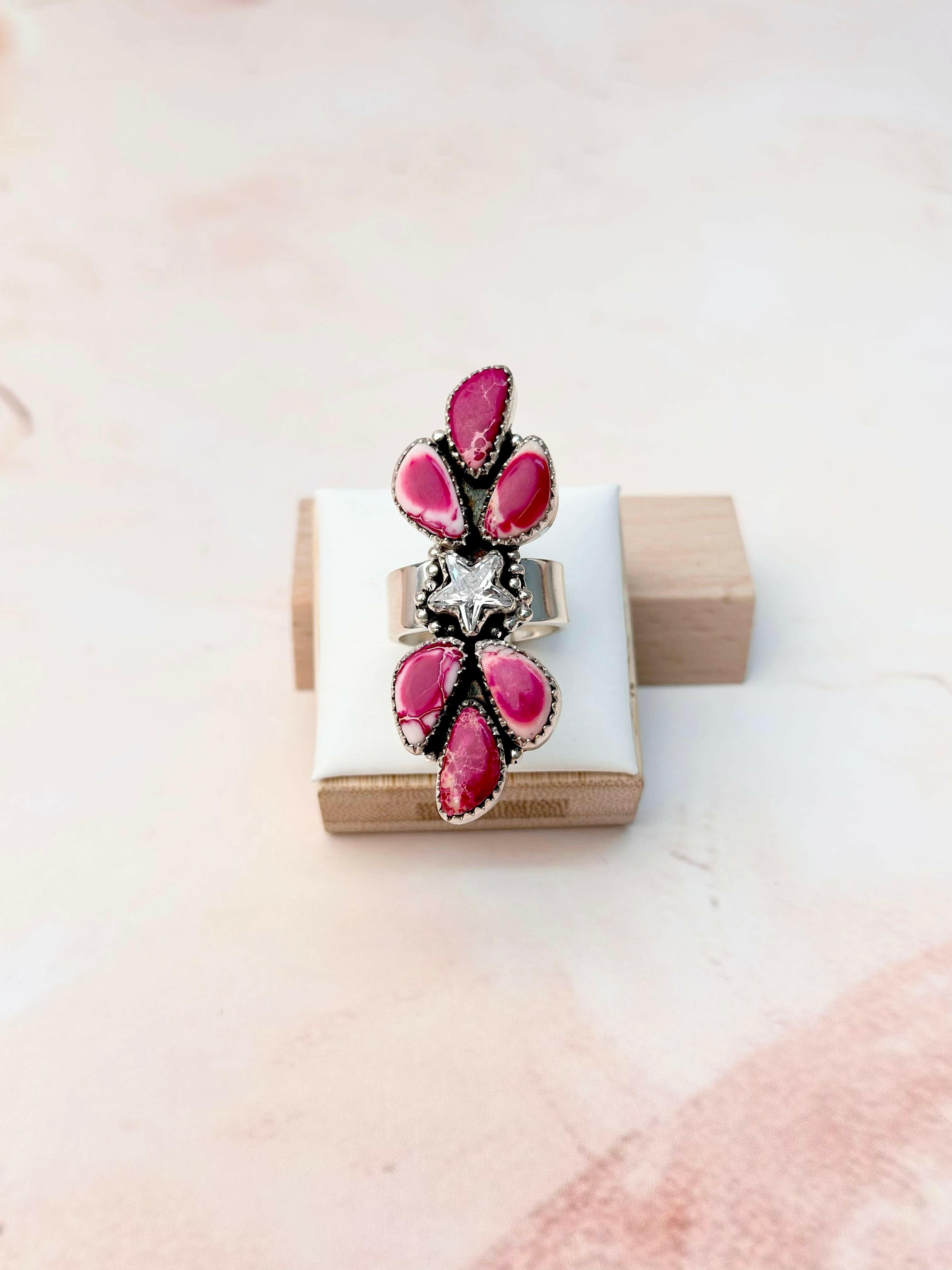 Desert Jasper Petal & Star Crawler Ring-Rings-Krush Kandy, Women's Online Fashion Boutique Located in Phoenix, Arizona (Scottsdale Area)