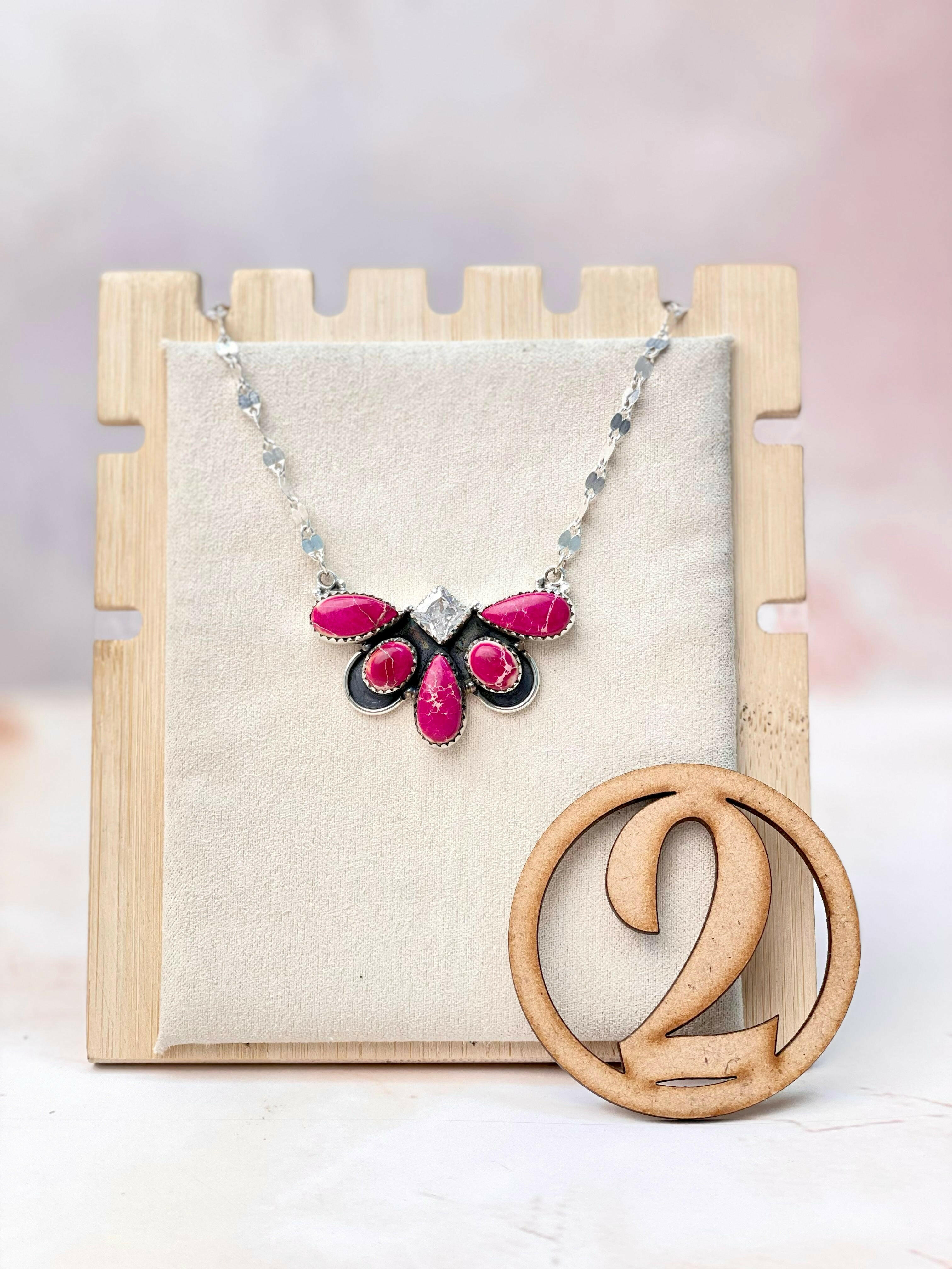 Desert Jasper Half Flower Necklace-Necklaces-Krush Kandy, Women's Online Fashion Boutique Located in Phoenix, Arizona (Scottsdale Area)