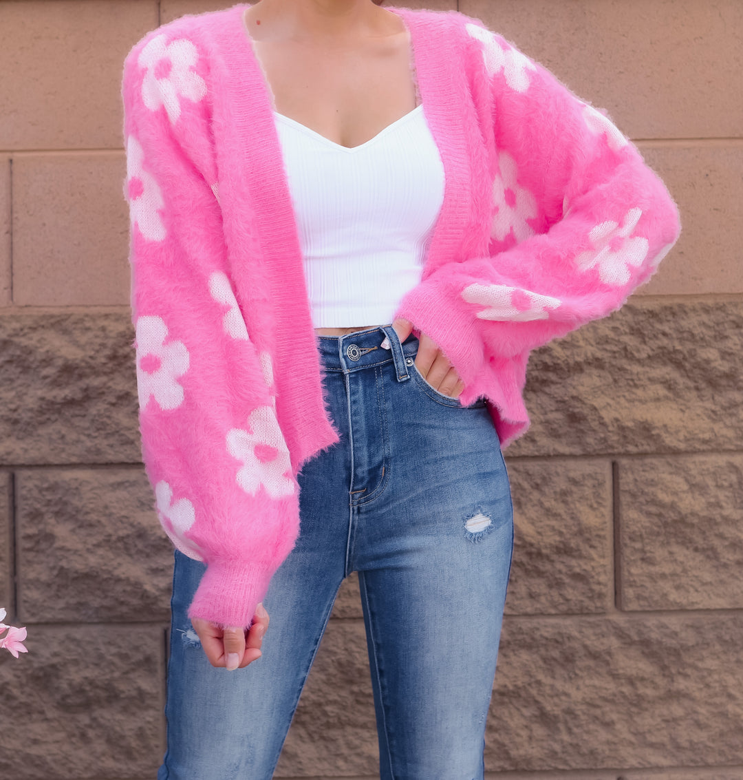 Barbie Girl Floral Cardigan-Sweaters-Krush Kandy, Women's Online Fashion Boutique Located in Phoenix, Arizona (Scottsdale Area)