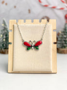 Holiday Butterfly Stone Necklace-Necklaces-Krush Kandy, Women's Online Fashion Boutique Located in Phoenix, Arizona (Scottsdale Area)