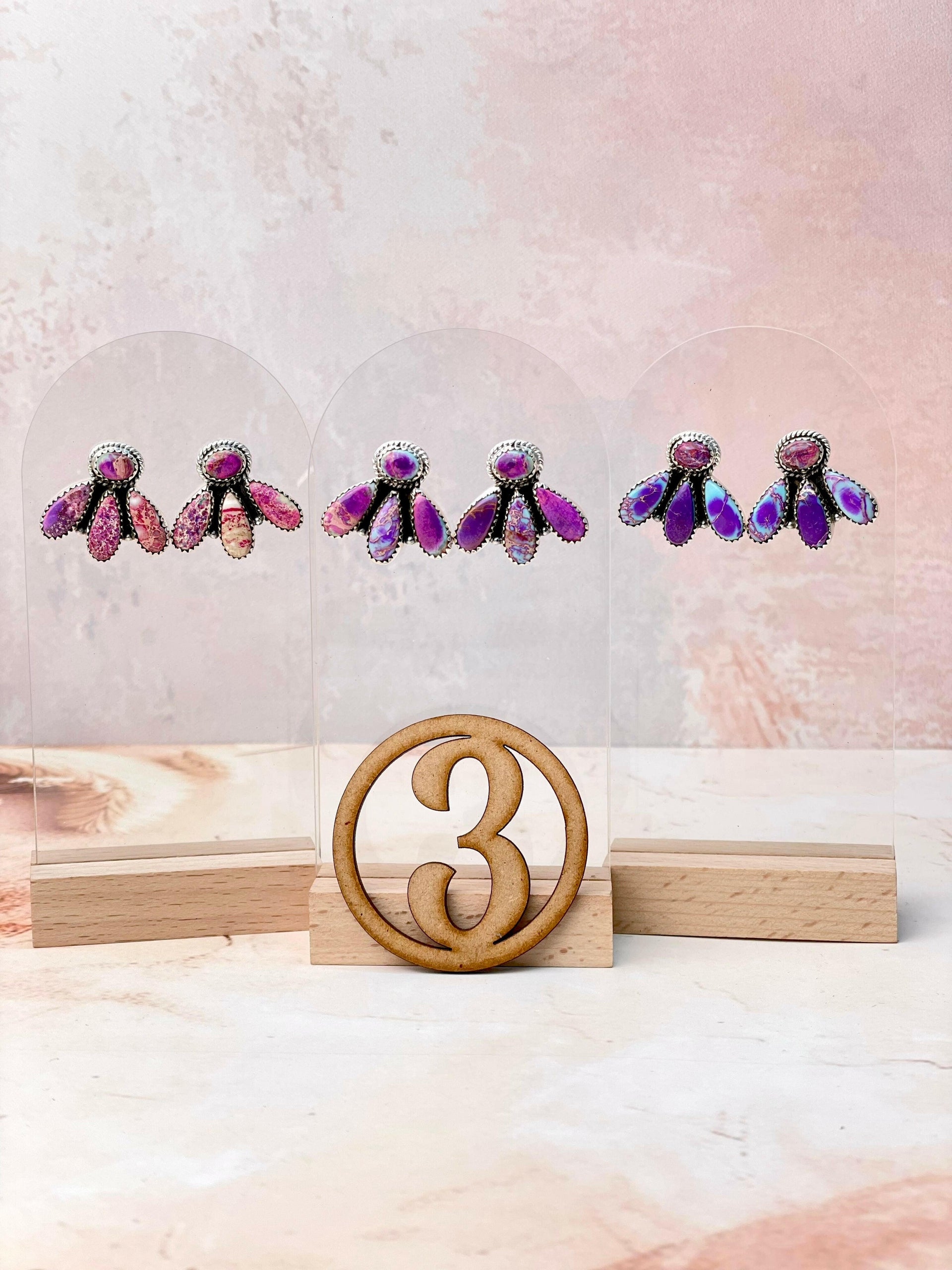 Desert Jasper Three Petal Studs-Earrings-Krush Kandy, Women's Online Fashion Boutique Located in Phoenix, Arizona (Scottsdale Area)