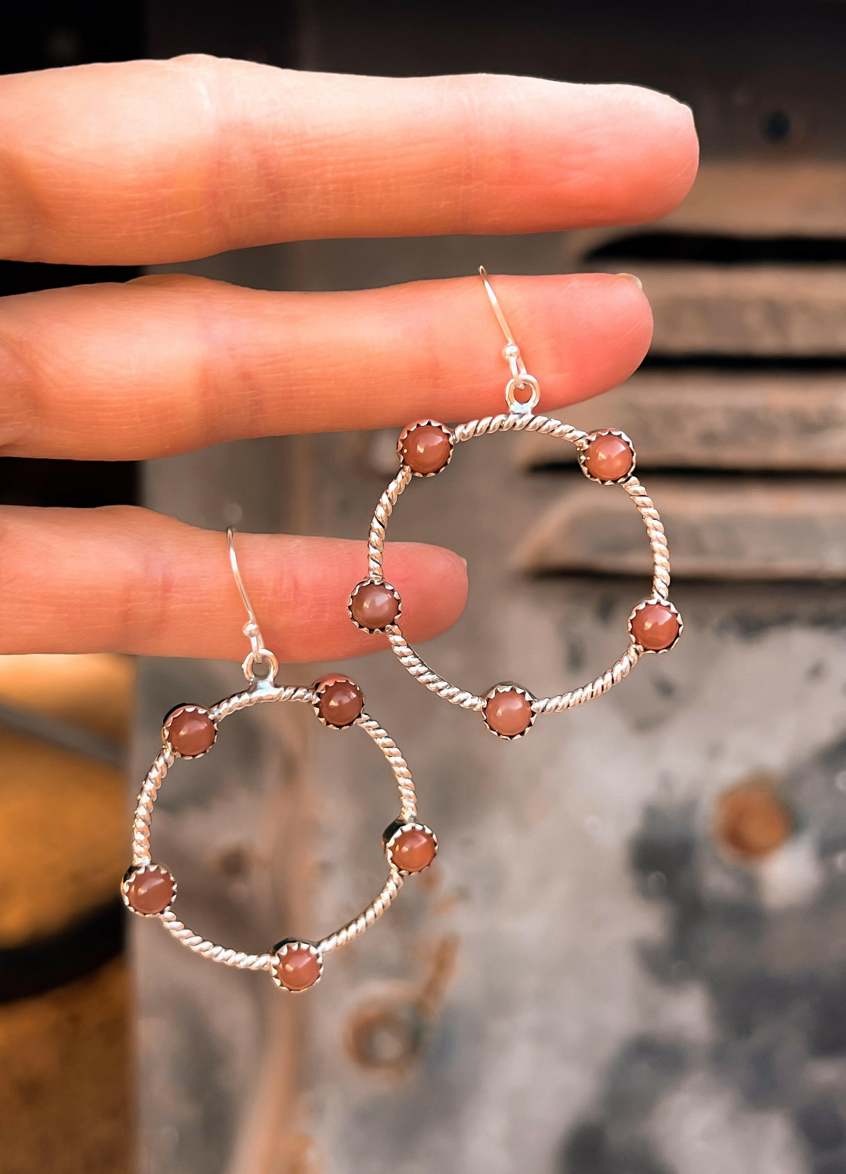 Twisted Rope Stone Hoop Earrings-Hoop Earrings-Krush Kandy, Women's Online Fashion Boutique Located in Phoenix, Arizona (Scottsdale Area)