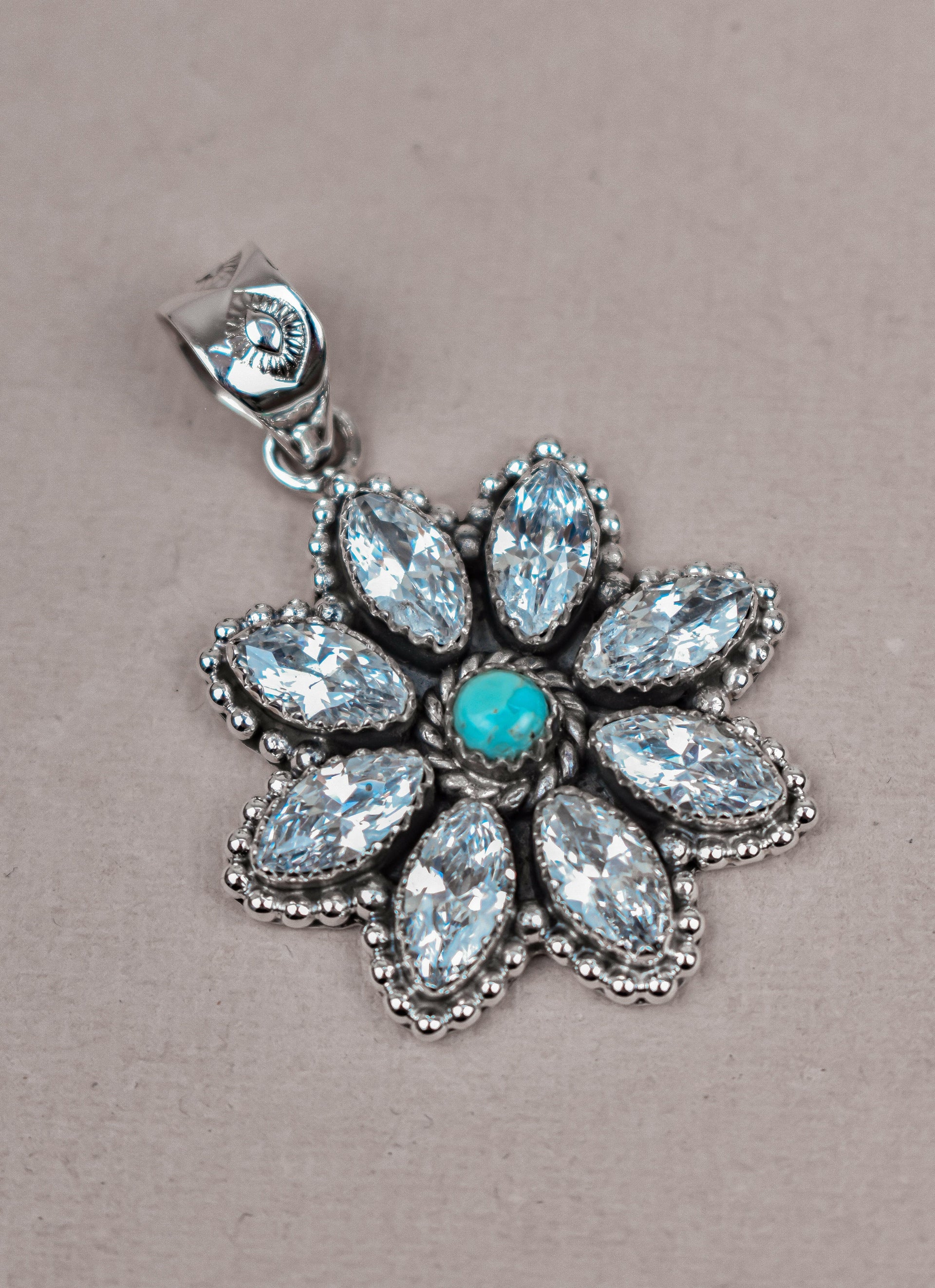 Silver Blossom Gem Pendant-Pendant Necklaces-Krush Kandy, Women's Online Fashion Boutique Located in Phoenix, Arizona (Scottsdale Area)