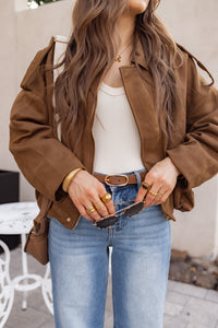 Long Oval Buckle Genuine Leather Belt