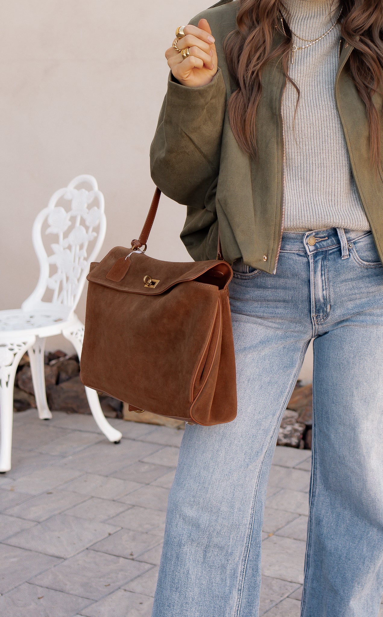 Genuine Suede Turn-Lock Satchel-handbags-Krush Kandy, Women's Online Fashion Boutique Located in Phoenix, Arizona (Scottsdale Area)