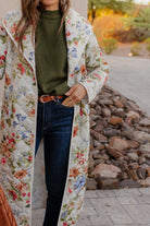Floral Quilted Belted Long Coat S-3X-Coats-Krush Kandy, Women's Online Fashion Boutique Located in Phoenix, Arizona (Scottsdale Area)