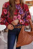 Bold Floral Chiffon Blouse S-3X-Tops-Krush Kandy, Women's Online Fashion Boutique Located in Phoenix, Arizona (Scottsdale Area)