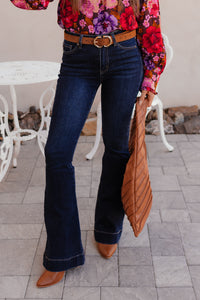 Kancan Deep River Slim Flare Jeans