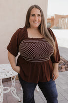 Smocked Bodice Square-Neck Blouse S-3X-Tops-Krush Kandy, Women's Online Fashion Boutique Located in Phoenix, Arizona (Scottsdale Area)
