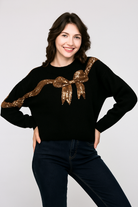 Black Sequin Bow Holiday Sweater-Sweater-Krush Kandy, Women's Online Fashion Boutique Located in Phoenix, Arizona (Scottsdale Area)