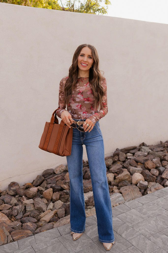 Bloom in Style: Floral Mesh Top-Long Sleeve Tops-Krush Kandy, Women's Online Fashion Boutique Located in Phoenix, Arizona (Scottsdale Area)