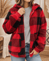 Full Size Plaid Long Sleeve Hooded Coat