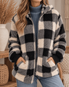 Full Size Plaid Long Sleeve Hooded Coat