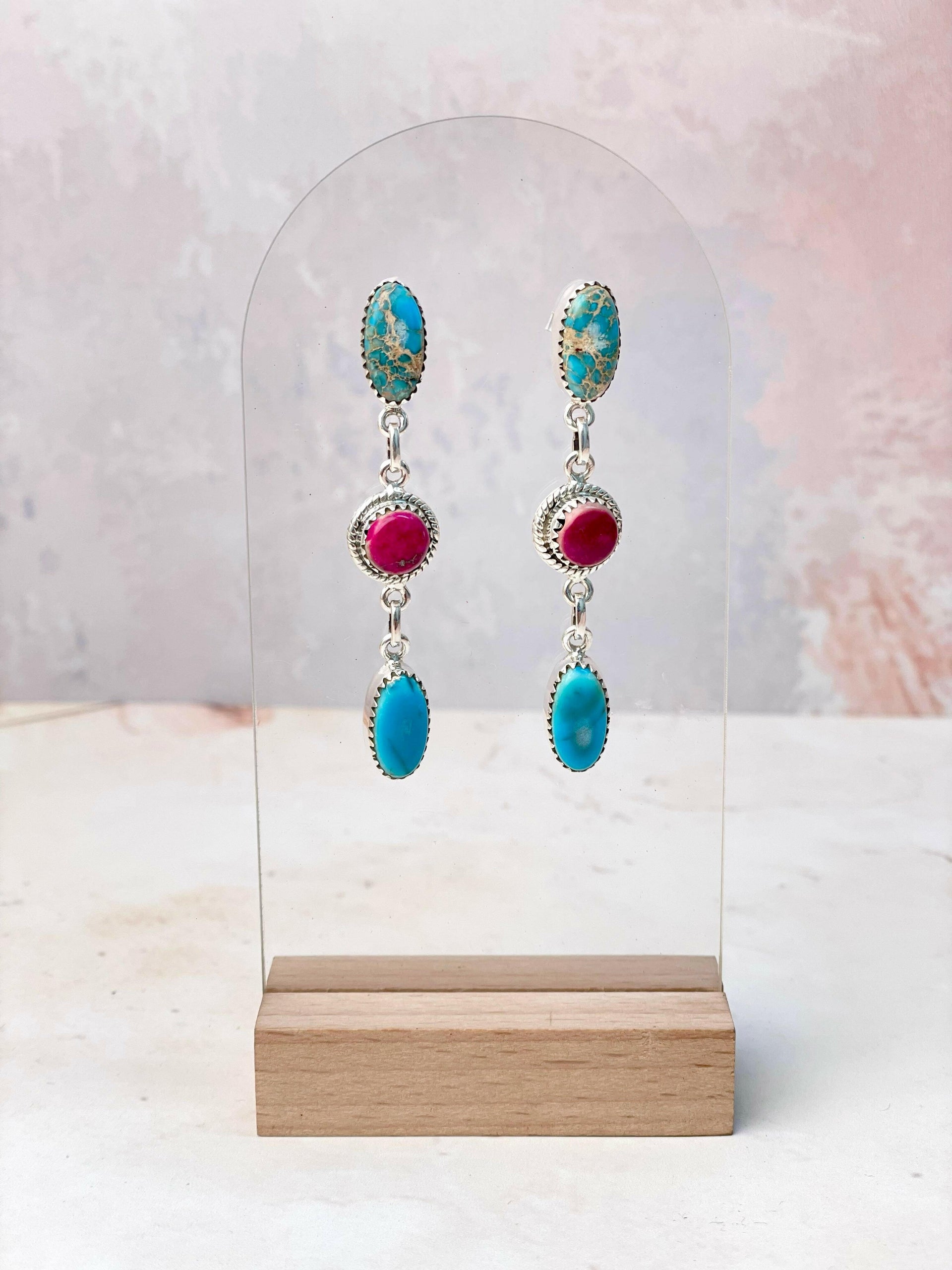 Desert Jasper 3 Stone Earrings-Earrings-Krush Kandy, Women's Online Fashion Boutique Located in Phoenix, Arizona (Scottsdale Area)