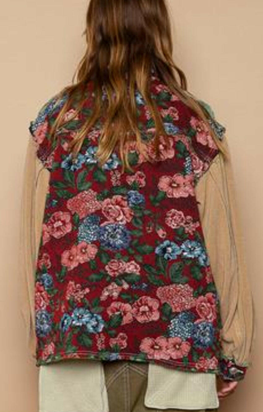 POL Women's Floral Long Sleeve Shacket-Sweaters-Krush Kandy, Women's Online Fashion Boutique Located in Phoenix, Arizona (Scottsdale Area)
