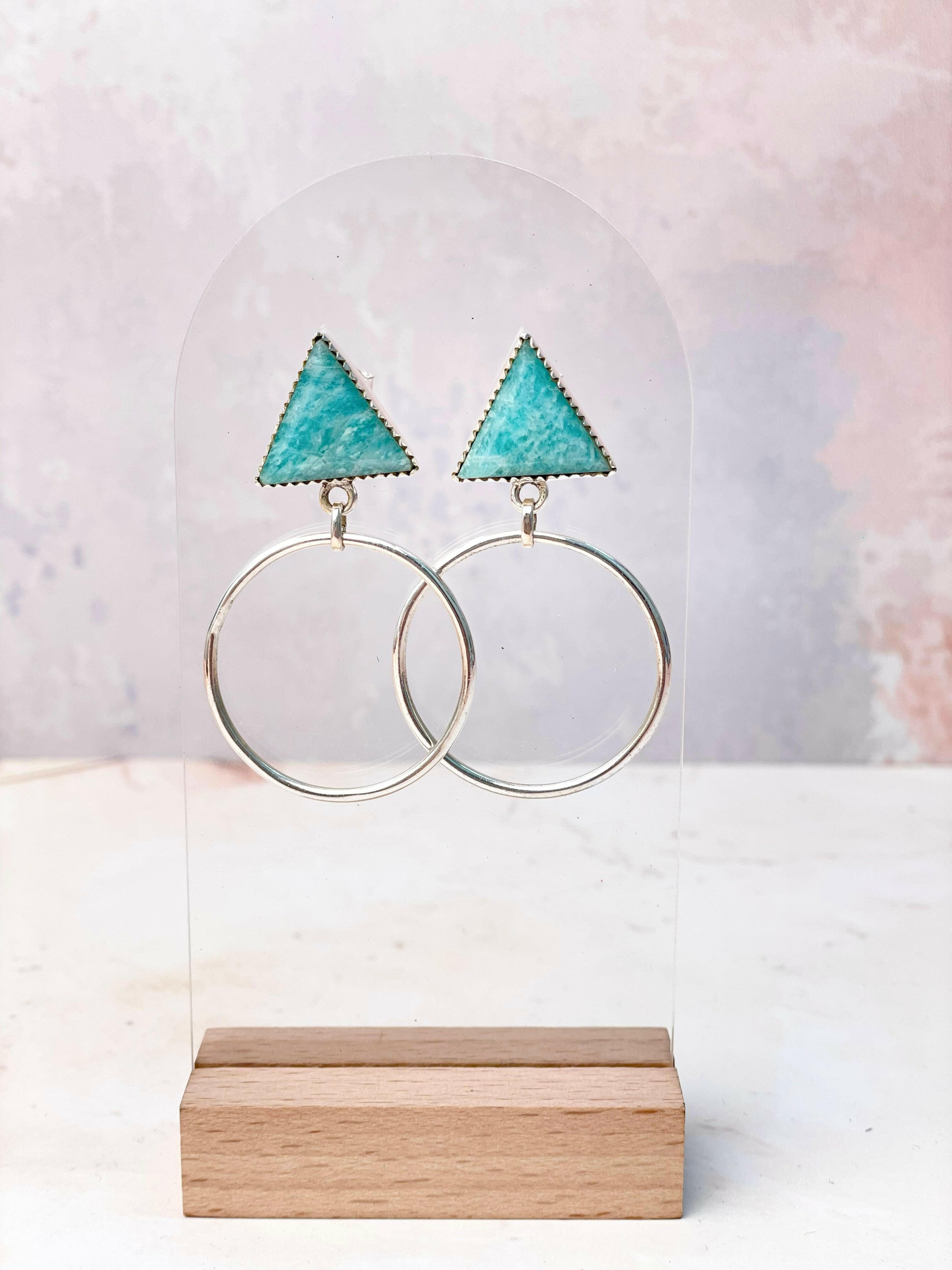 Tiffany's Triangle Single Stone Hoops-Earrings-Krush Kandy, Women's Online Fashion Boutique Located in Phoenix, Arizona (Scottsdale Area)