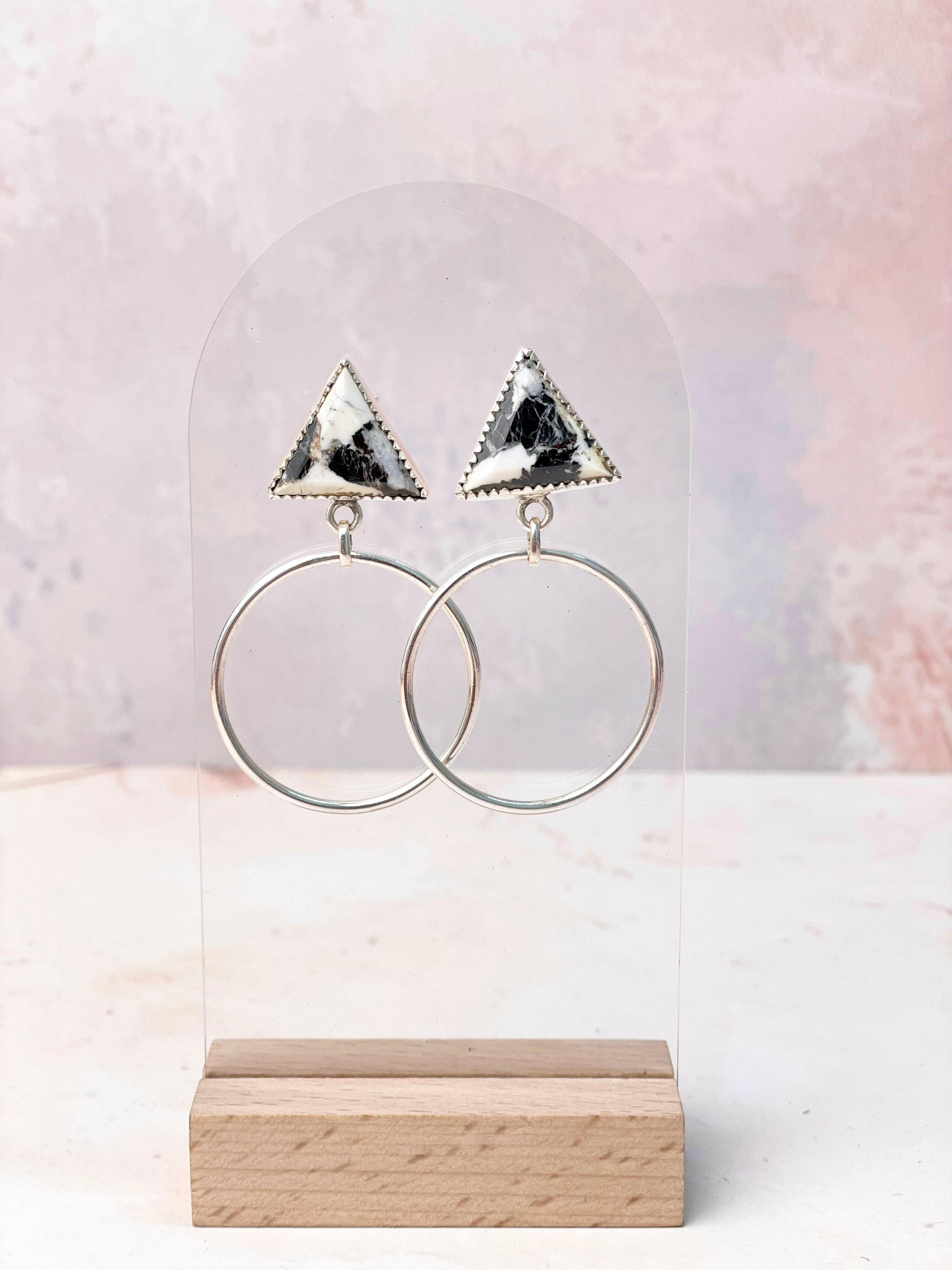 Tiffany's Triangle Single Stone Hoops-Earrings-Krush Kandy, Women's Online Fashion Boutique Located in Phoenix, Arizona (Scottsdale Area)