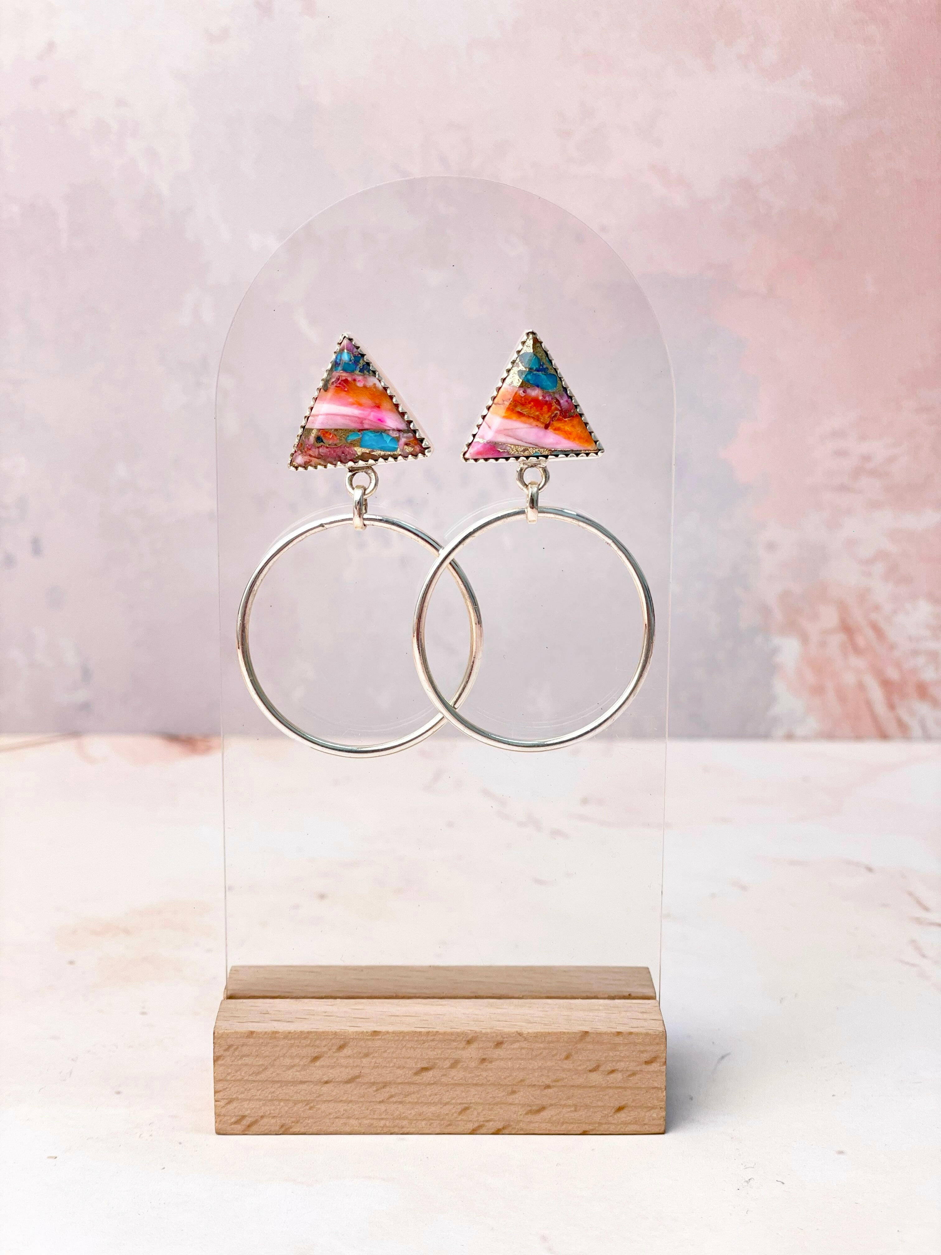 Tiffany's Triangle Single Stone Hoops-Earrings-Krush Kandy, Women's Online Fashion Boutique Located in Phoenix, Arizona (Scottsdale Area)