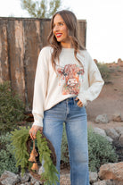 Highland Cow Christmas Lights Knit Sweater | KKB EXCLUSIVE XS-3X-Sweater-Krush Kandy, Women's Online Fashion Boutique Located in Phoenix, Arizona (Scottsdale Area)