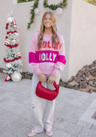 Sequined HOLLY JOLLY Color Block Crew Neck Sweater-Sweater-Krush Kandy, Women's Online Fashion Boutique Located in Phoenix, Arizona (Scottsdale Area)