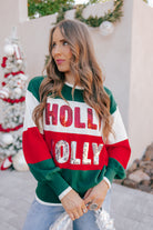 Sequined HOLLY JOLLY Color Block Crew Neck Sweater-Sweater-Krush Kandy, Women's Online Fashion Boutique Located in Phoenix, Arizona (Scottsdale Area)