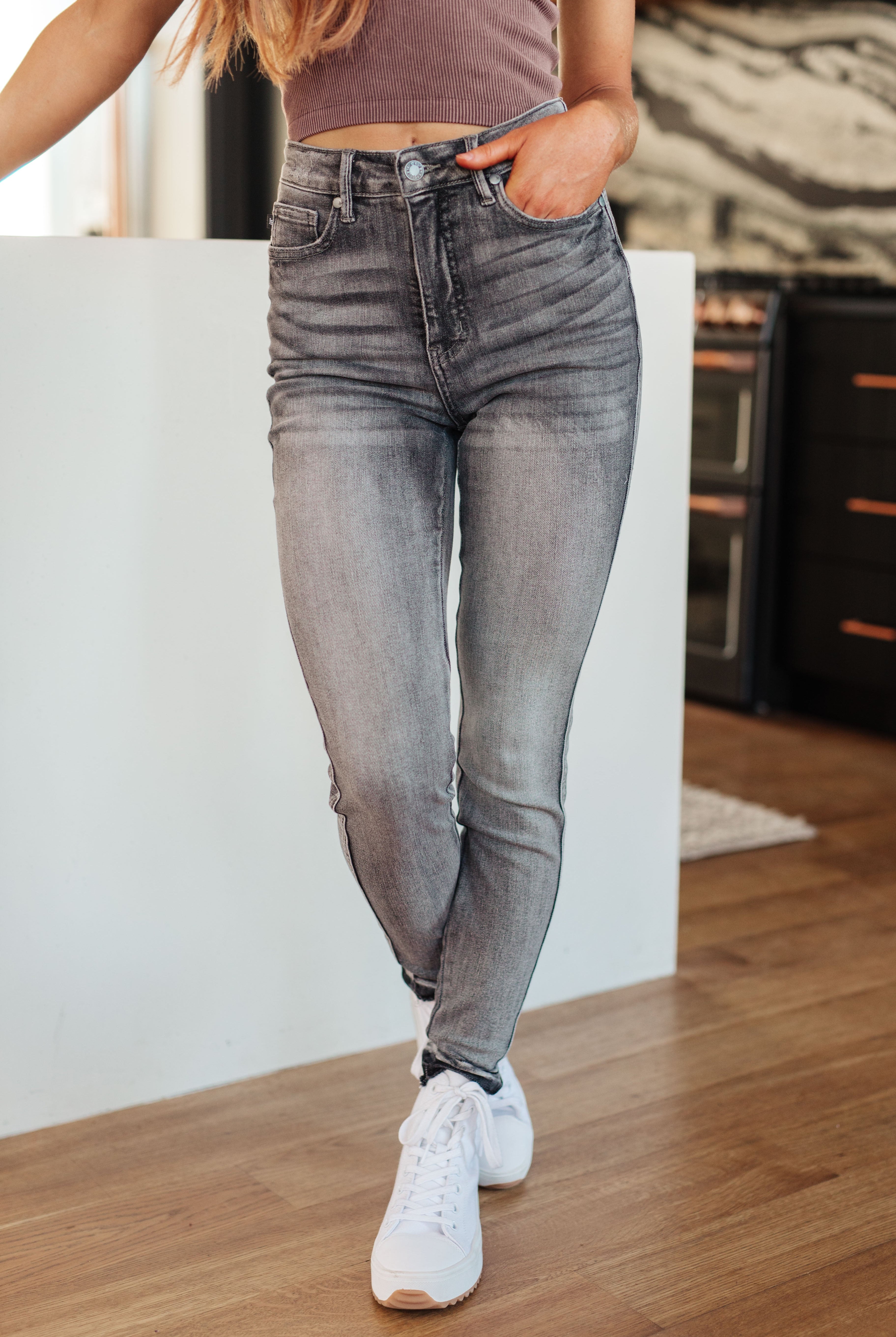 JUDY BLUE Hadley High Rise Control Top Release Hem Skinny-Jeans-Krush Kandy, Women's Online Fashion Boutique Located in Phoenix, Arizona (Scottsdale Area)