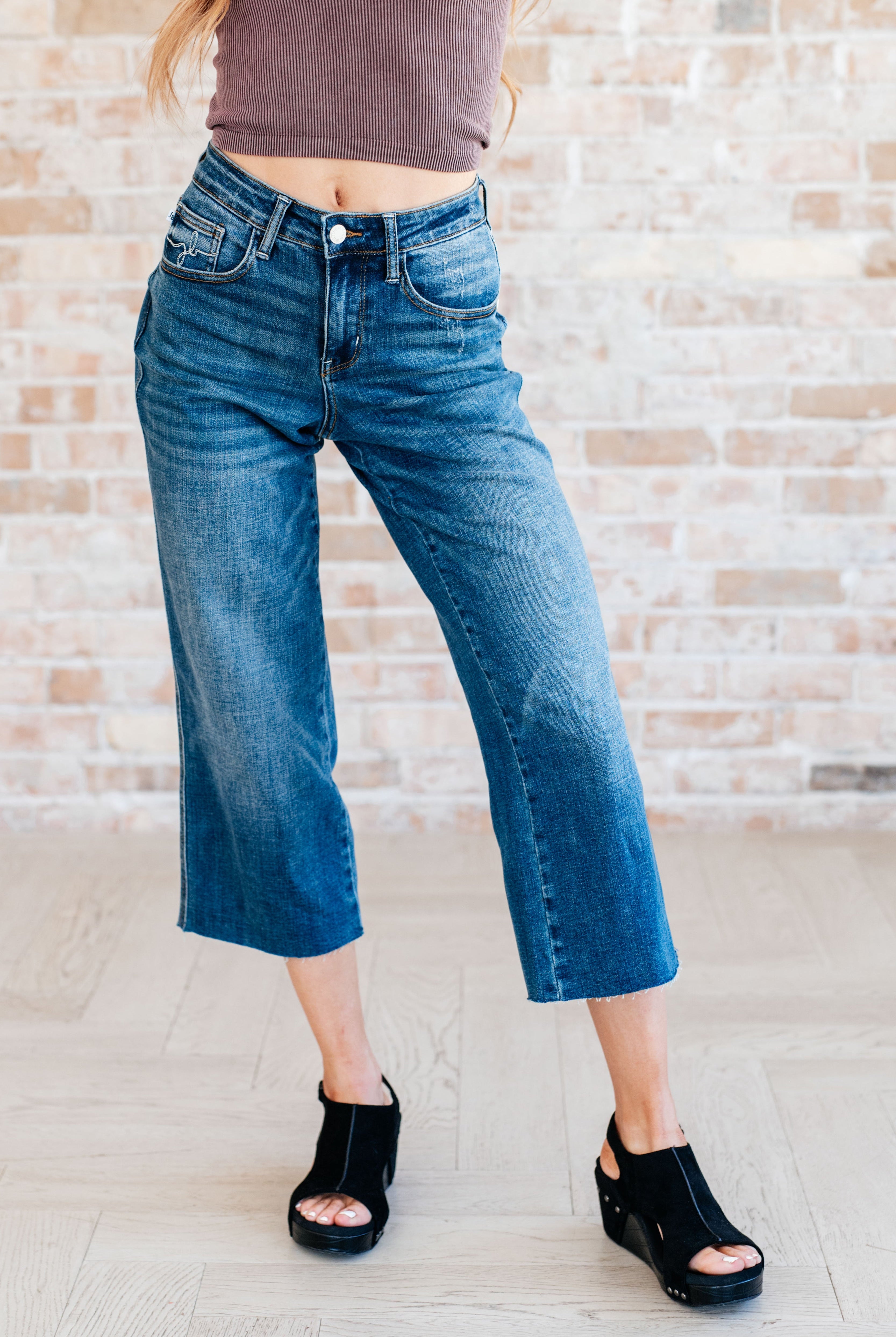 Hayes High Rise Wide Leg Crop Jeans-Jeans-Krush Kandy, Women's Online Fashion Boutique Located in Phoenix, Arizona (Scottsdale Area)