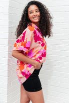 Hazy Cosmic Jive Relaxed Blouse-Short Sleeve Tops-Krush Kandy, Women's Online Fashion Boutique Located in Phoenix, Arizona (Scottsdale Area)