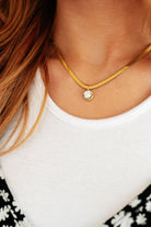 Here to Shine Gold Plated Necklace in White-Necklaces-Krush Kandy, Women's Online Fashion Boutique Located in Phoenix, Arizona (Scottsdale Area)
