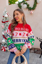 Ho Ho Ho Merry Christmas Colorblock Sweater-Sweater-Krush Kandy, Women's Online Fashion Boutique Located in Phoenix, Arizona (Scottsdale Area)