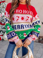 Ho Ho Ho Merry Christmas Colorblock Sweater-Sweater-Krush Kandy, Women's Online Fashion Boutique Located in Phoenix, Arizona (Scottsdale Area)